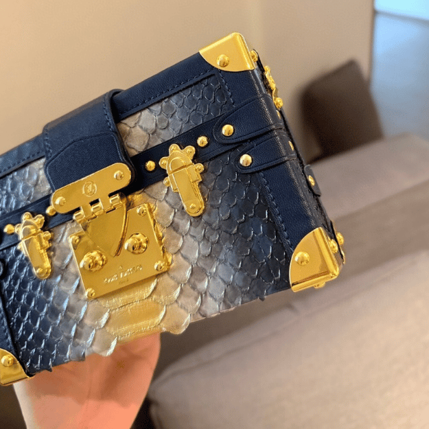 Louis Vuitton Side Trunk Mini Python Navy 7.5 Inches