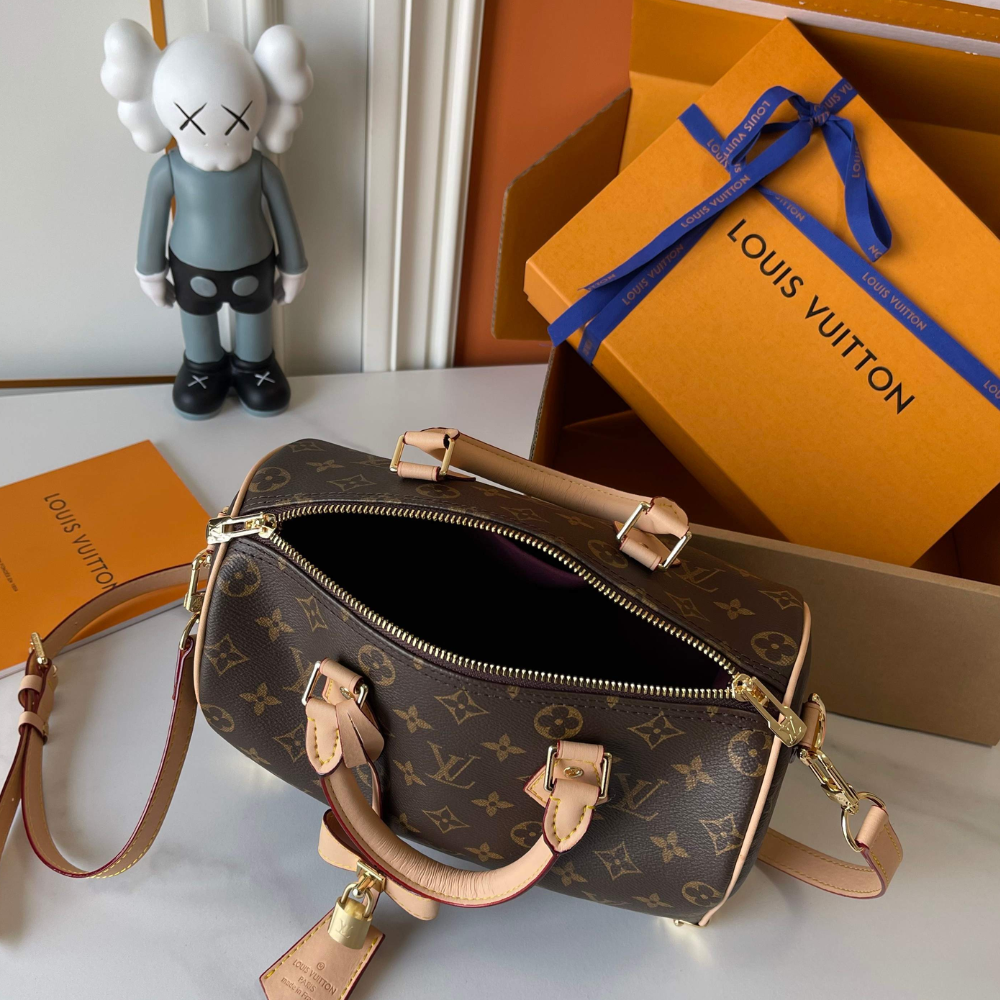 Express shipping-Louis Vuitton Speedy Bandoulière 25 Bag Brown 9.8 Inches M46977