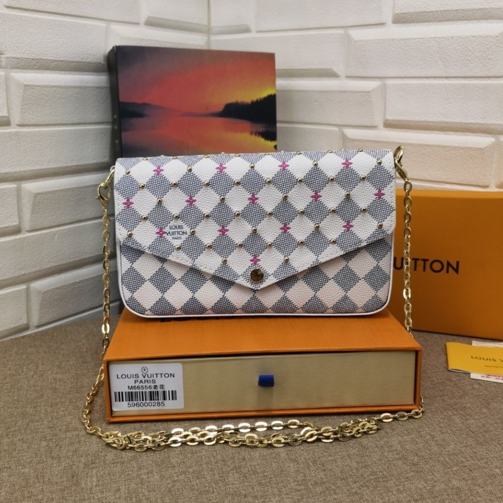 Louis Vuitton Pochette Félicie Damier Azur Fuchsia 8.3 Inches N64616