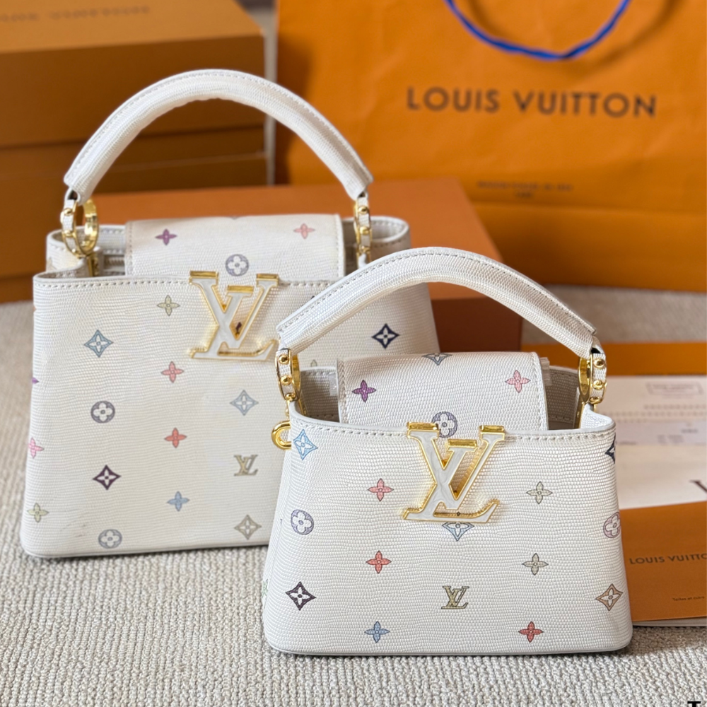 Louis Vuitton Capucines Mini Multicolor Monogram White 7.9 Inches