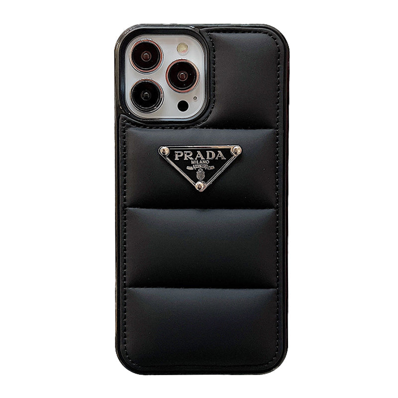 Prada Black Quilted Down Jacket iPhone Case | Luxury Puffer Style