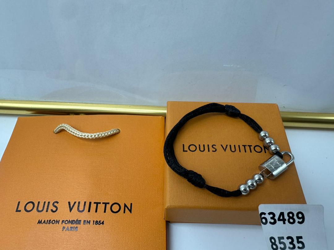 Louis Vuitton Silver Lockit Bracelet Black Q05729