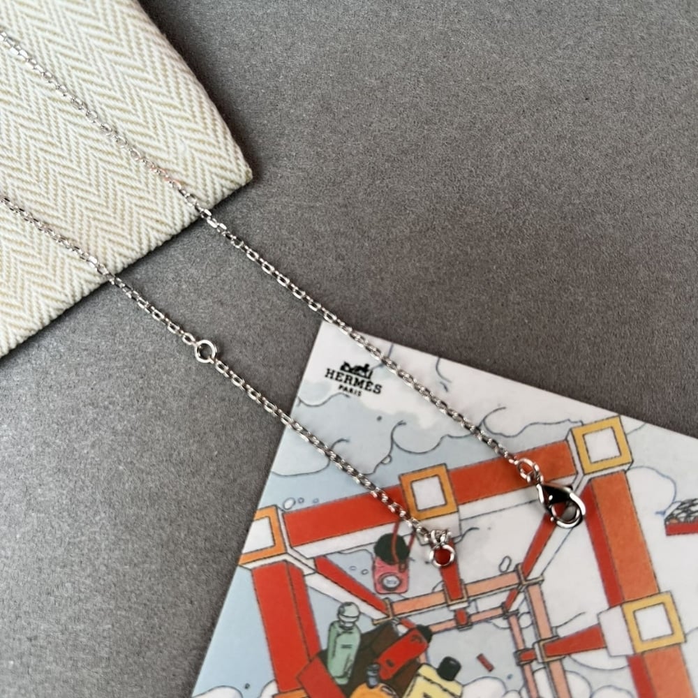 Hermes Mini Pop H Pendant Necklace Black And Silver