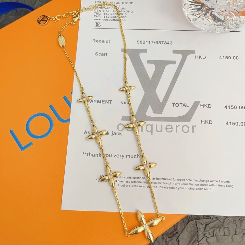 Louis Vuitton Louisette Signature Necklace Gold M01592