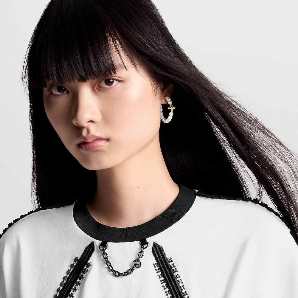 Louis Vuitton My Lv Pearl Earrings Gold M01988
