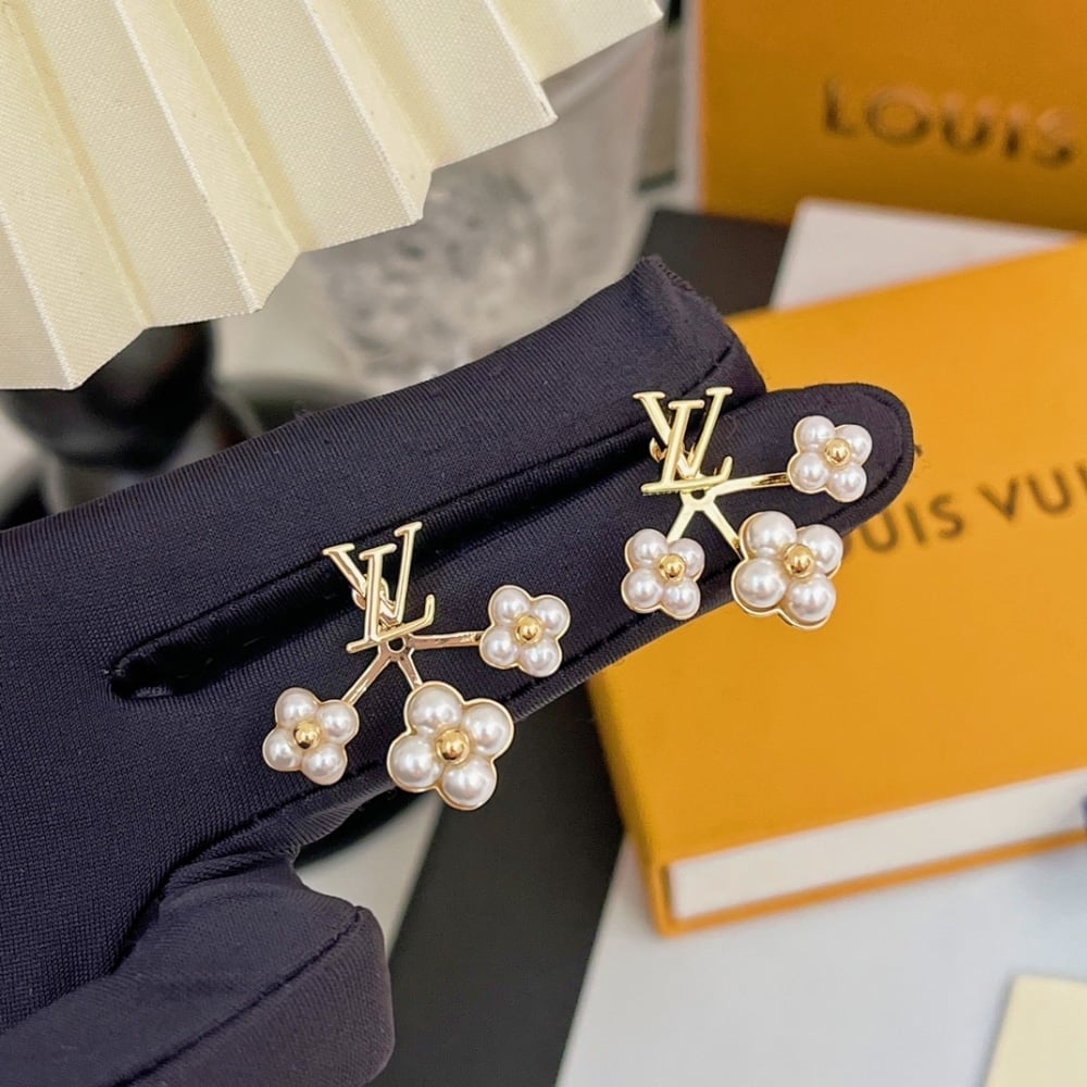 Louis Vuitton Lv Floragram Earrings White Gold