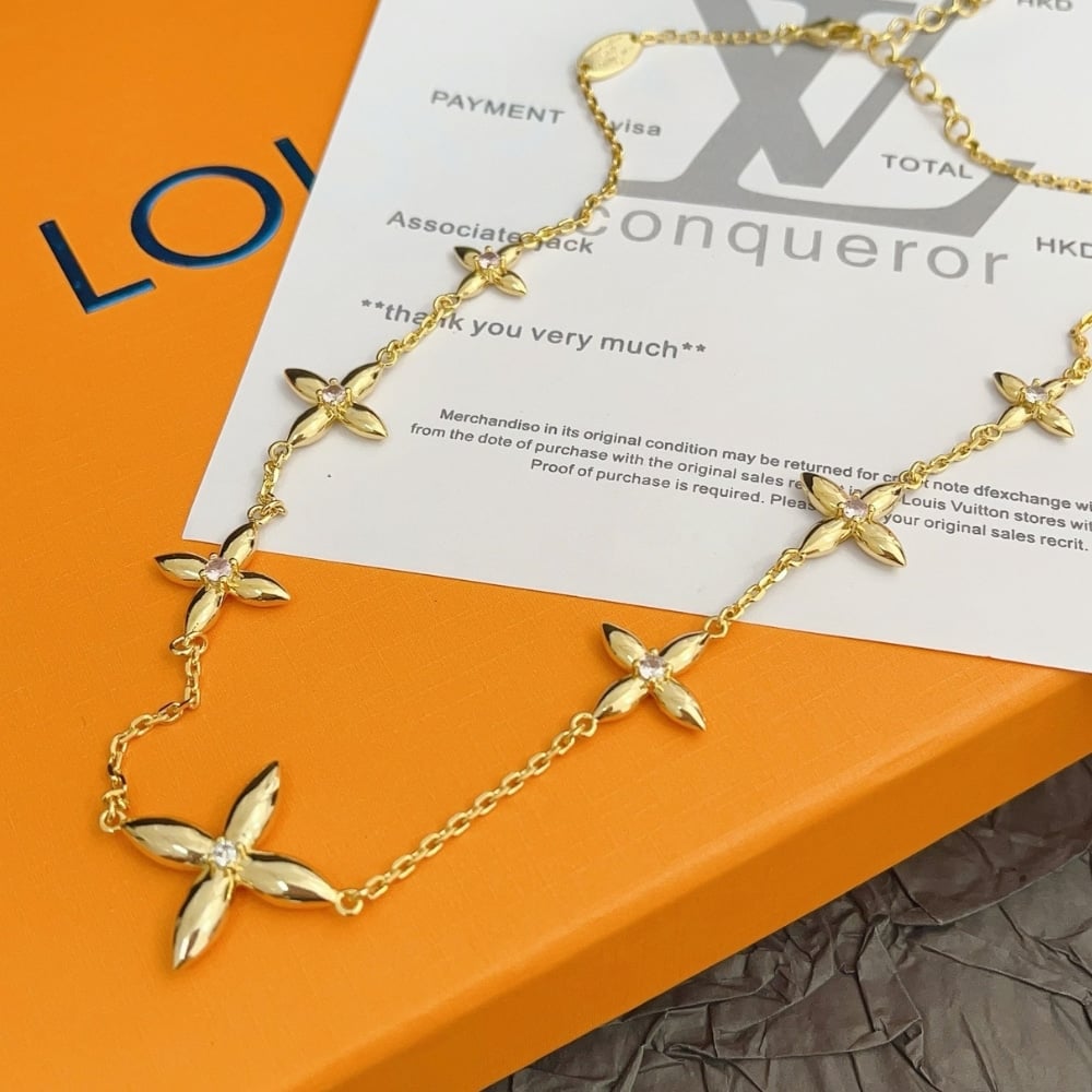 Louis Vuitton Louisette Signature Necklace Gold M01592