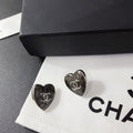 Chanel-Inspired Stud Earrings – Silver & Black