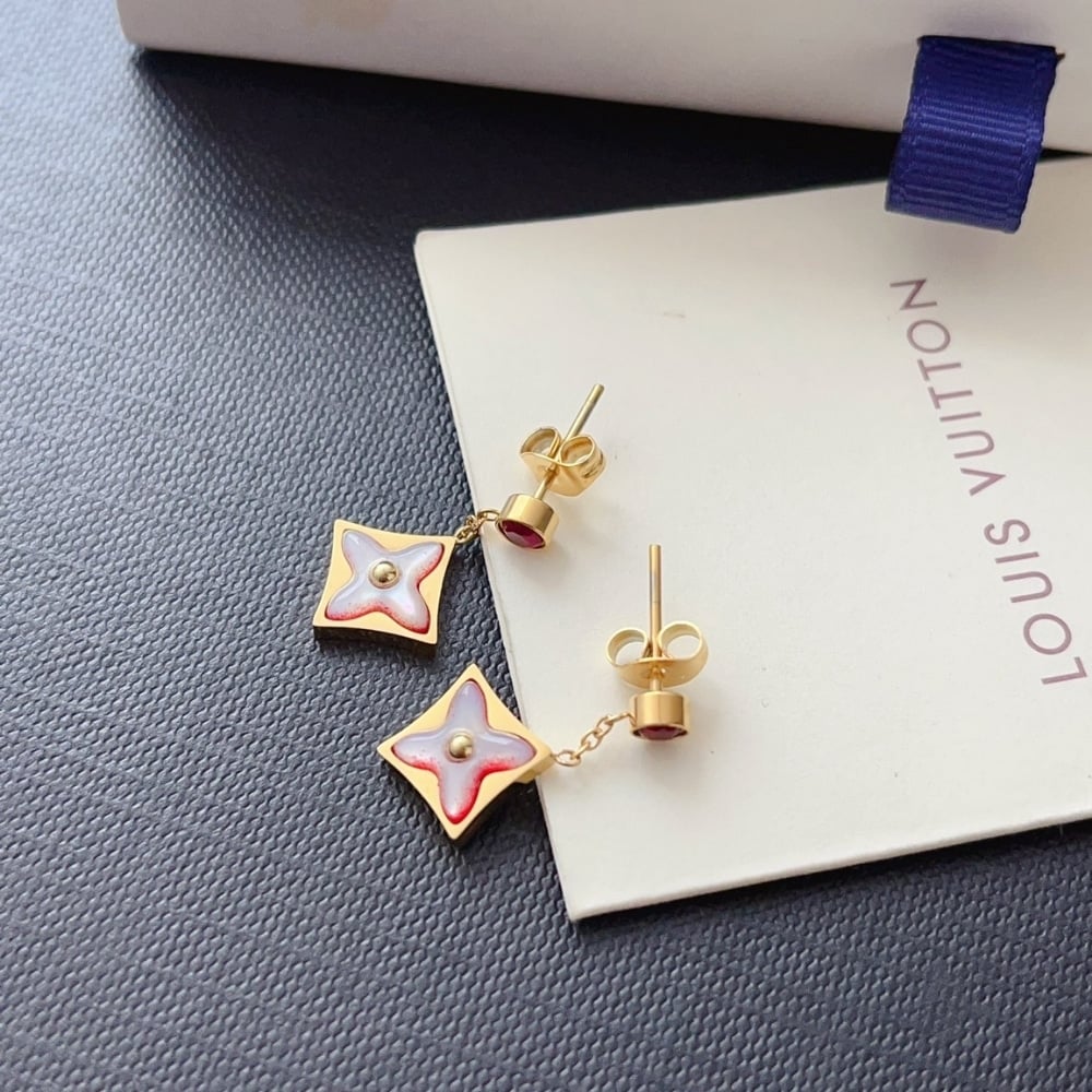 Louis Vuitton Color Blossom Bb Star Earrings Red Gold