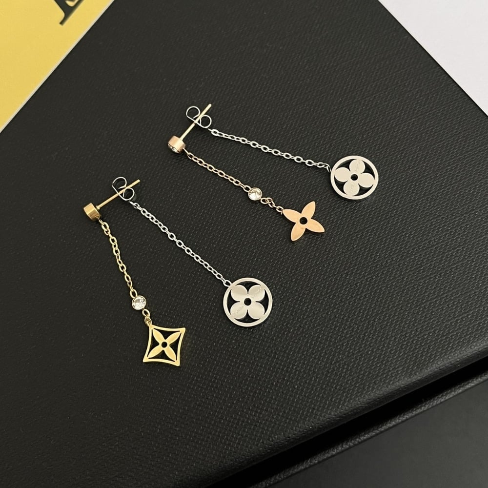 Louis Vuitton Idylle Blossom Long Earrings 3 Golds And Diamonds