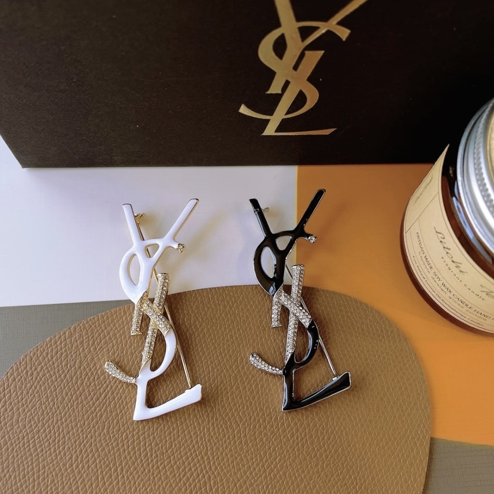 Saint Laurent YSL Brooch White