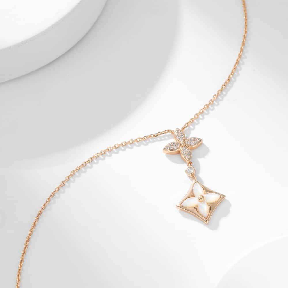 Louis Vuitton Color Blossom Double Star Necklace Q94676