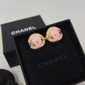 Chanel Stud Earrings Gold Pink