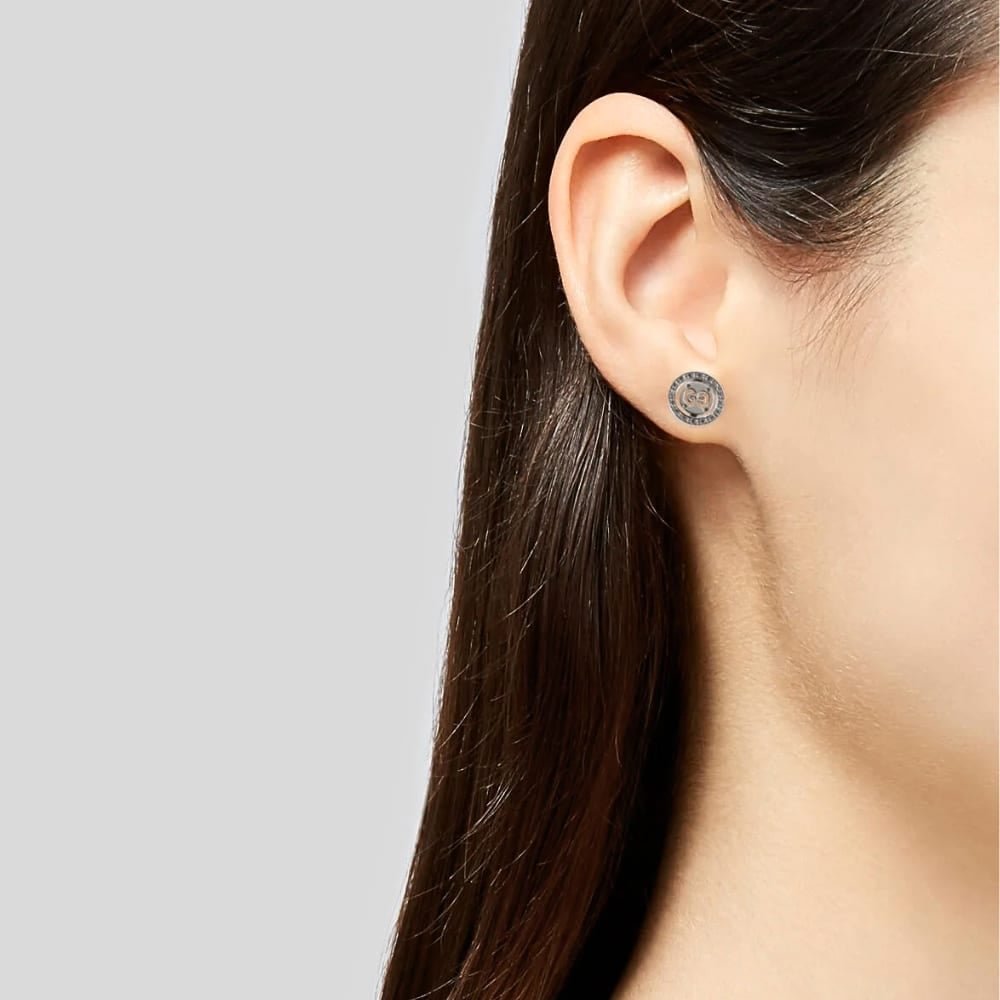 Gucci Diamond Icon Twirl Stud Earrings In Silver Tone
