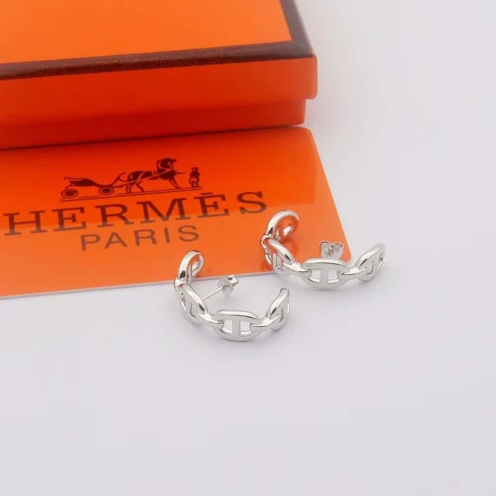 Hermes Chaine D’Ancre Enchainee Ear Climber Earring Silver
