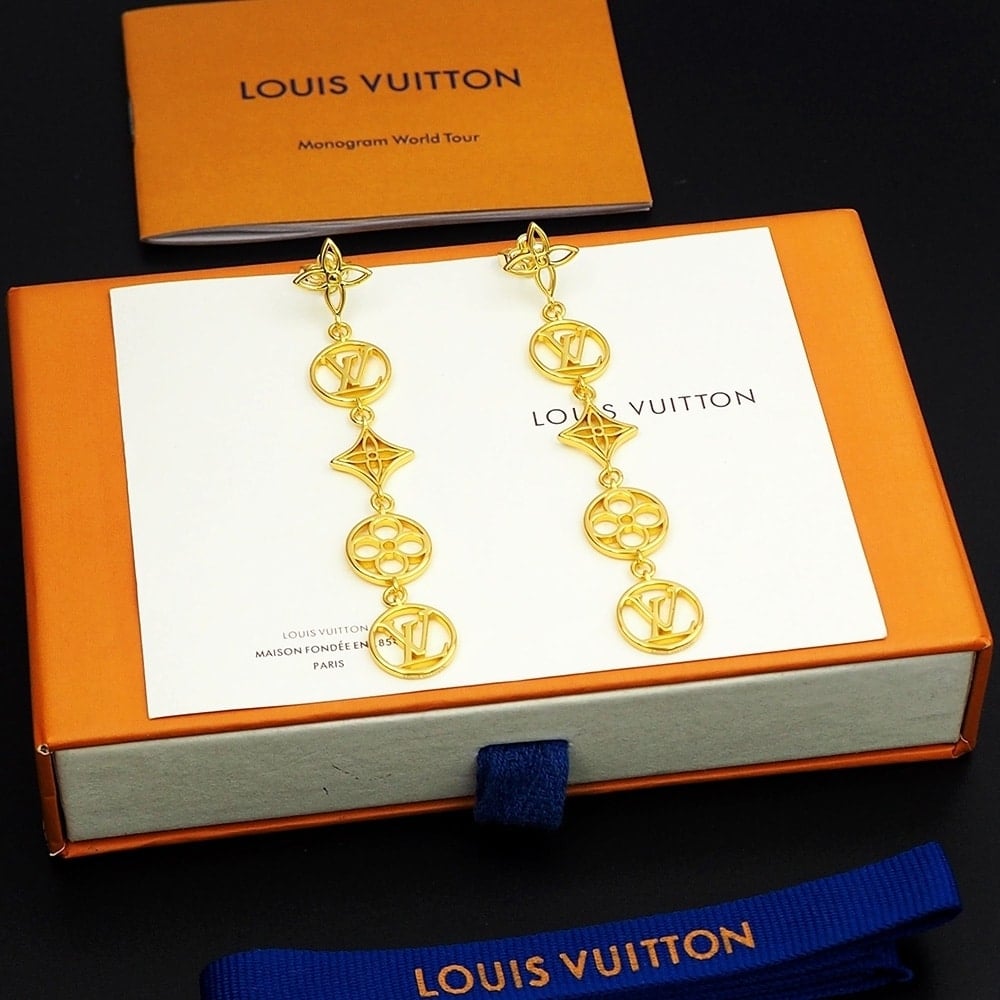 Louis Vuitton Lv Lace Earrings Gold M01072