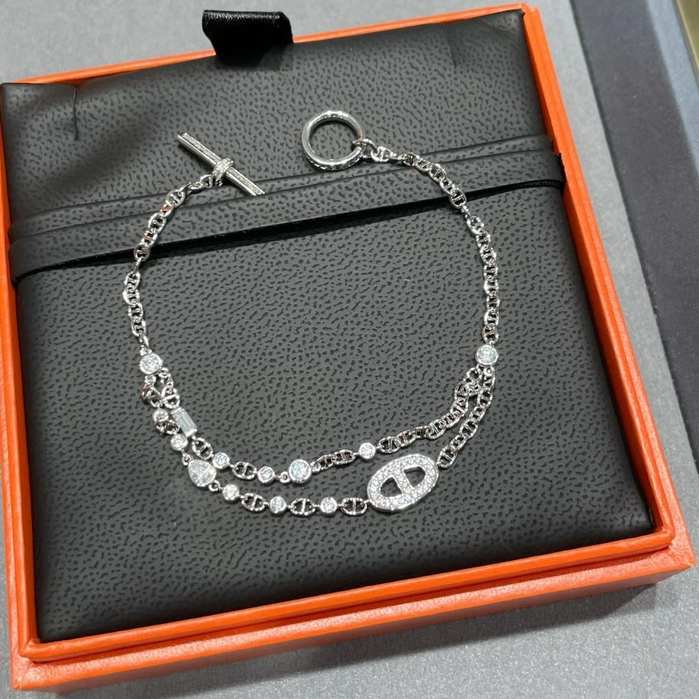 Hermes Crystals Bracelet Silver