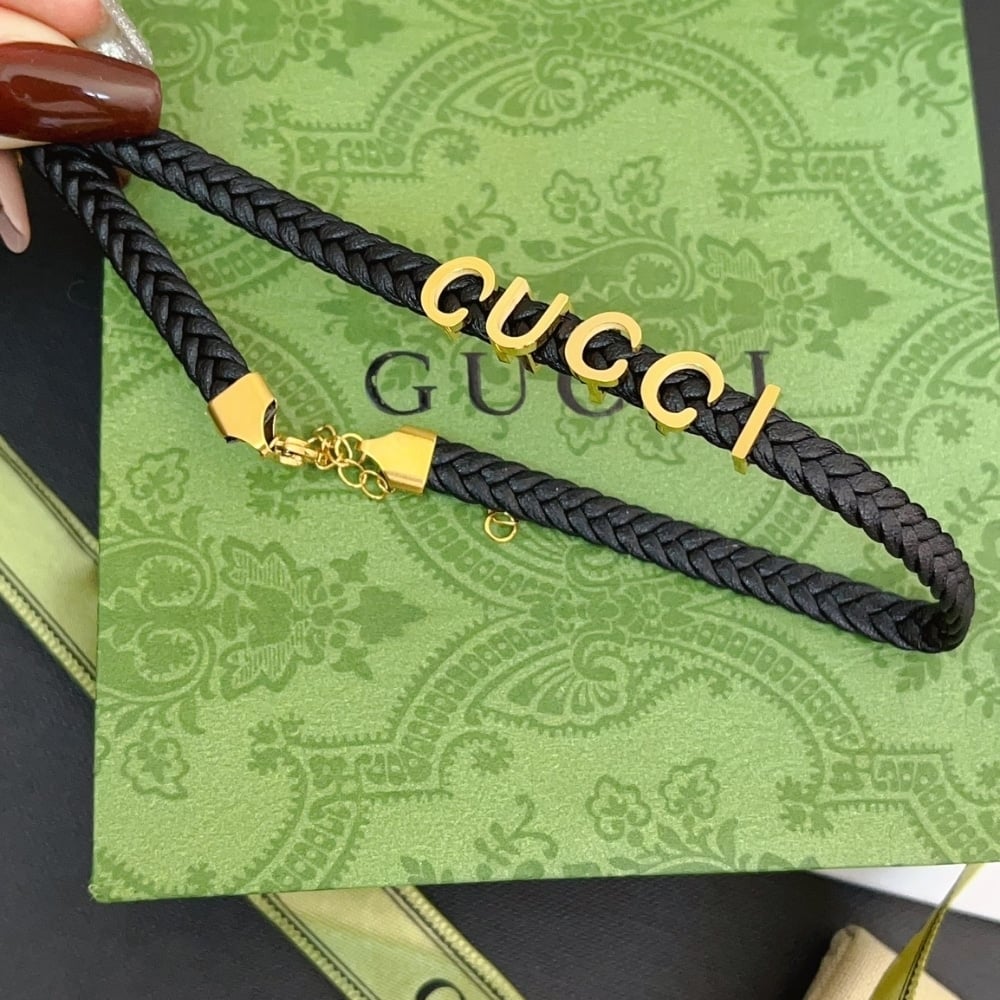 Gucci Leather Gucci Necklace Black ‎684630 Iaaa1 8029