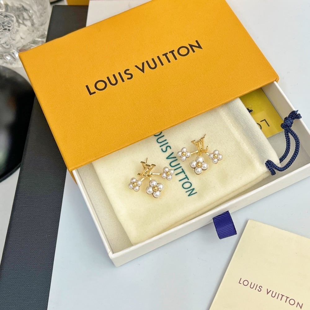 Louis Vuitton Lv Floragram Earrings White Gold