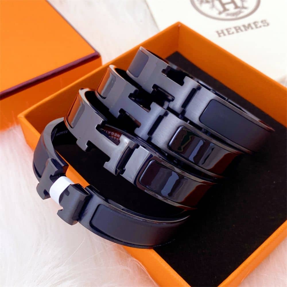 Hermes Mini Clic Anchor Chain Bracelet Black H703203Fk01T4