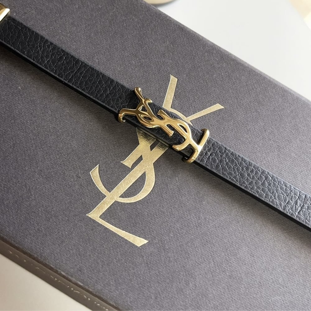 Saint Laurent YSL Opyum Leather Bracelet Black