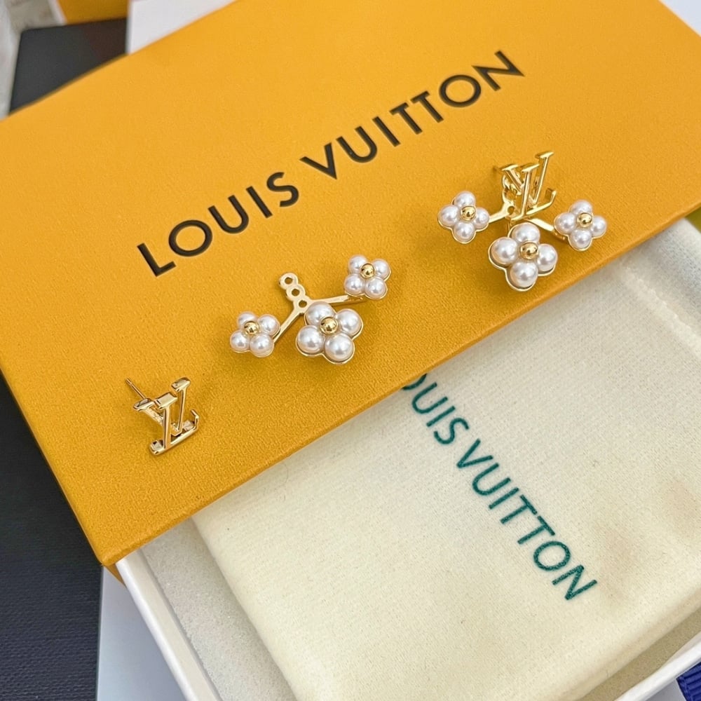Louis Vuitton Lv Floragram Earrings White Gold