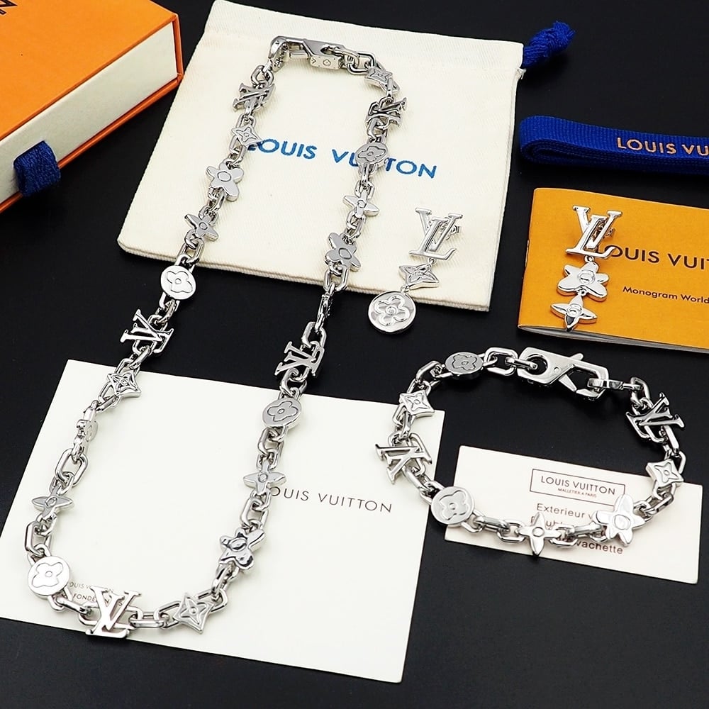 Louis Vuitton Monogram Craggy Bracelet Silver M1596L