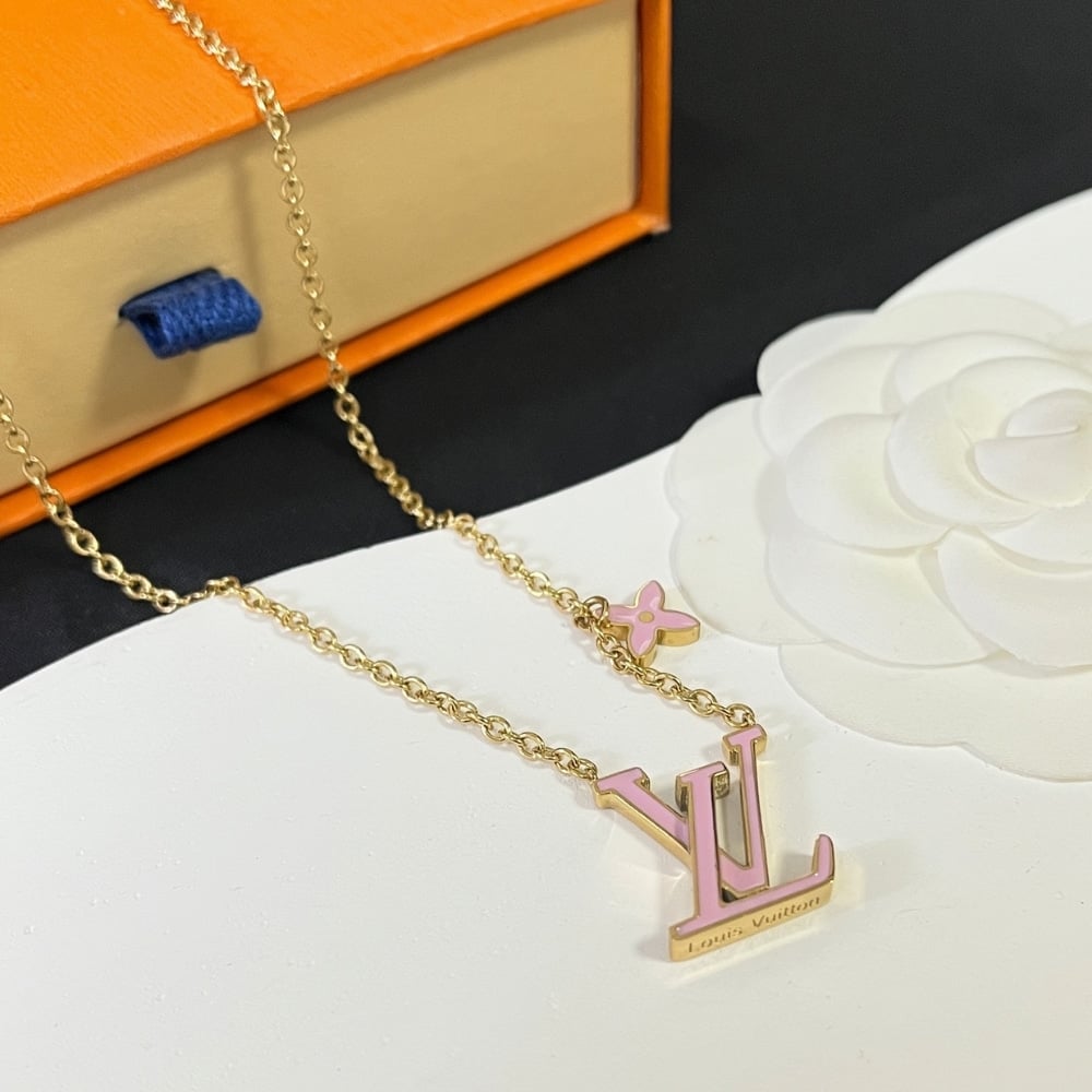 Louis Vuitton Lv Iconic Enamel Necklace Pink M01215