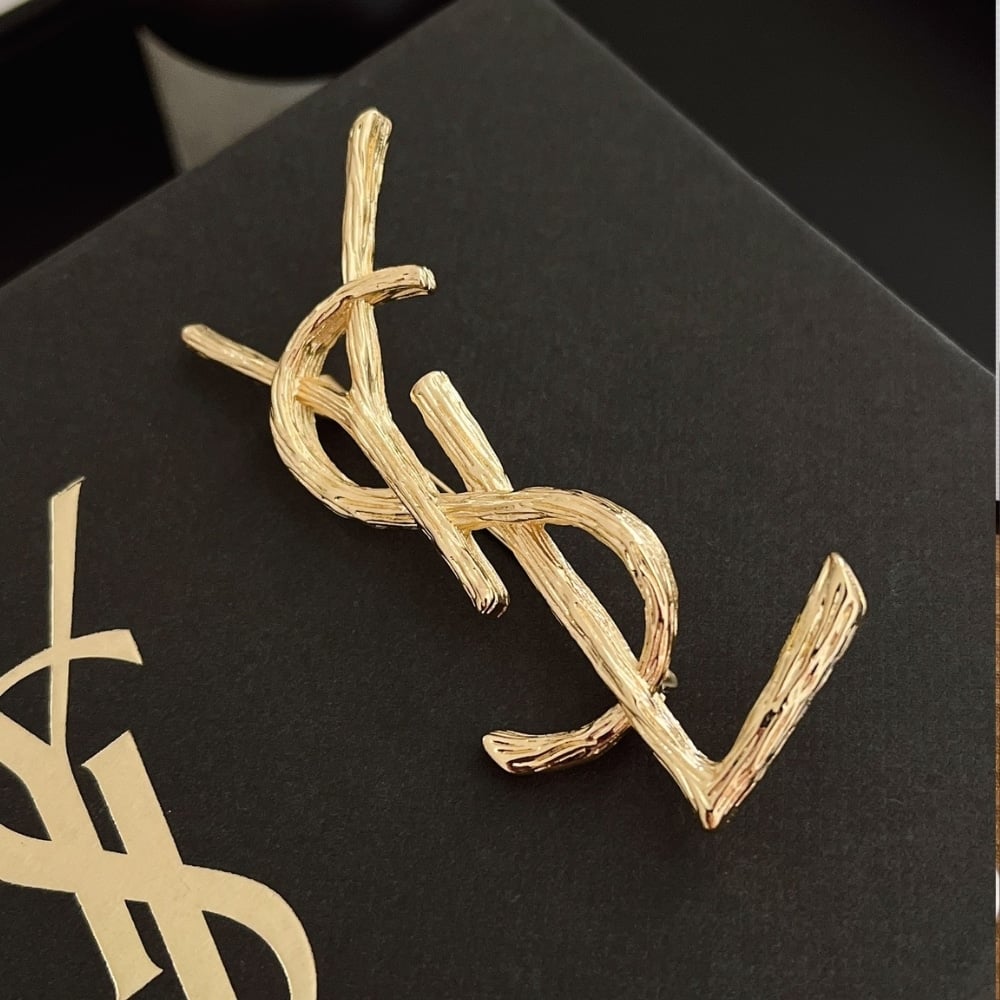 Saint Laurent YSL Brooch Gold