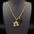 Louis Vuitton Lv Blooming Necklace Gold With Green M01867