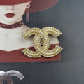 Chanel Cc Brooch Gold With Pearls In The Middle
