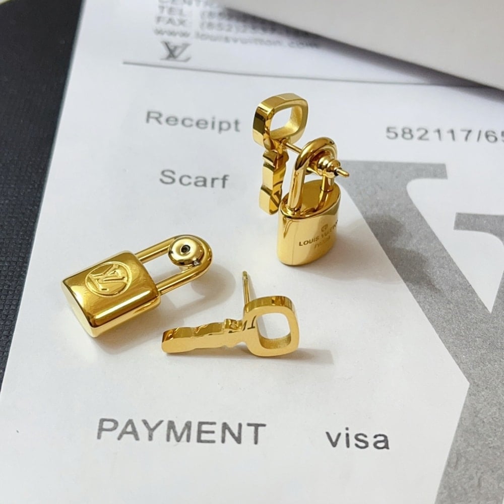 Louis Vuitton Lock It Earrings Gold