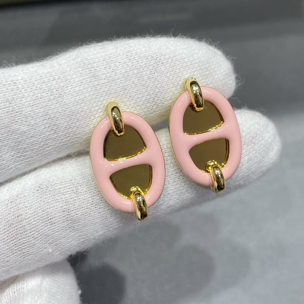 Hermes Mini Maillon Earrings Light Pink