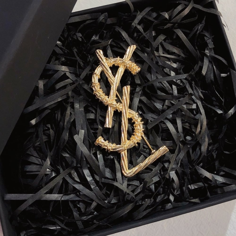 Saint Laurent YSL Brooch Gold