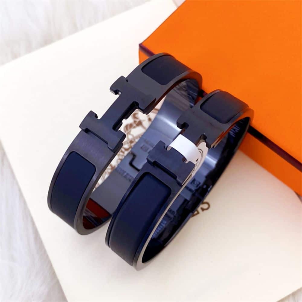 Hermes Mini Clic Anchor Chain Bracelet Black H703203Fk01T4