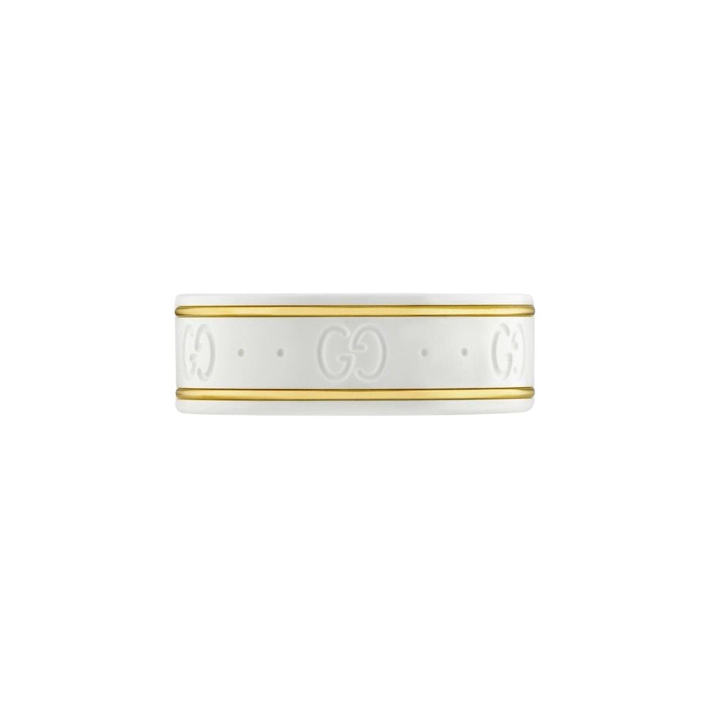 Gucci Icon Ring With Yellow Gold Interlocking G White