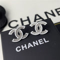 Chanel-Inspired Crystal Stud Earrings – Silver & White