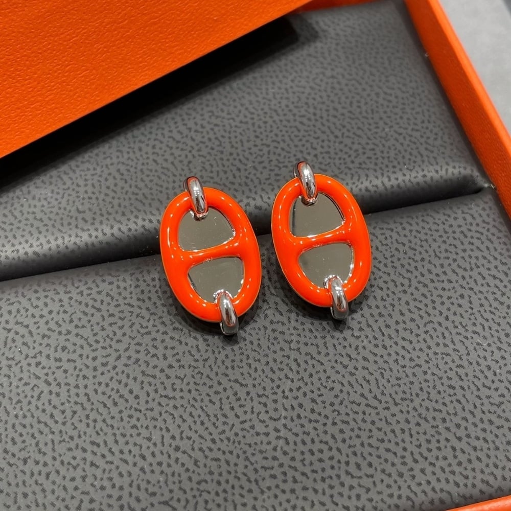 Hermes Mini Maillon Earrings Red