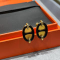 Hermes Mini Maillon Earrings Black