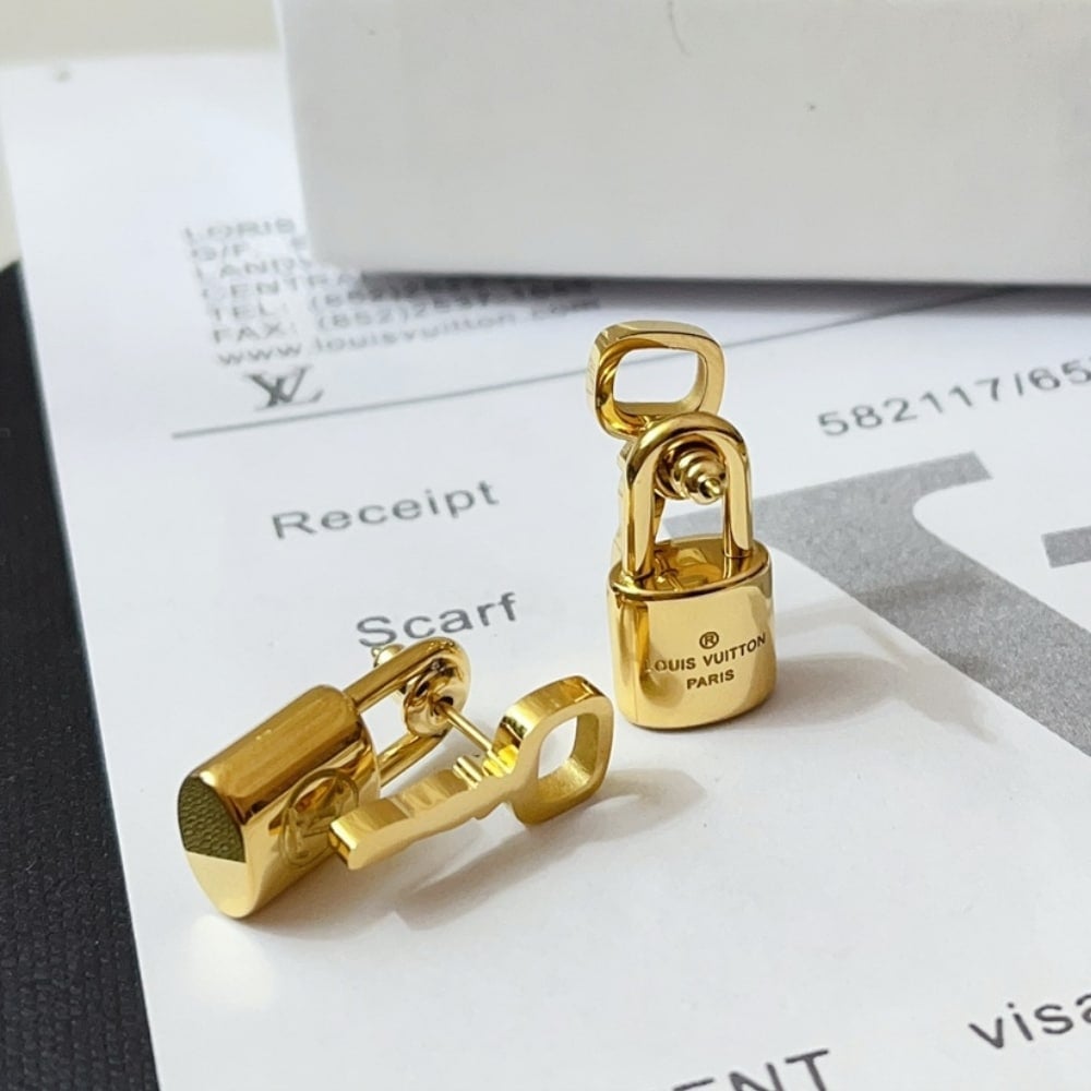 Louis Vuitton Lock It Earrings Gold
