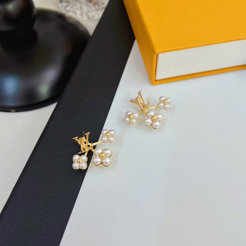 Louis Vuitton Lv Floragram Earrings White Gold