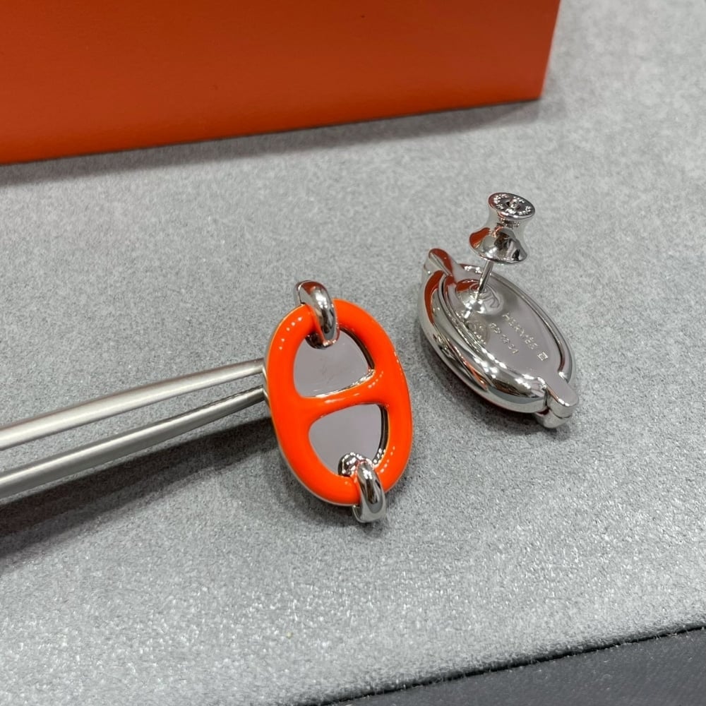 Hermes Mini Maillon Earrings Red