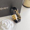 Saint Laurent YSL Opyum Leather Bracelet Black