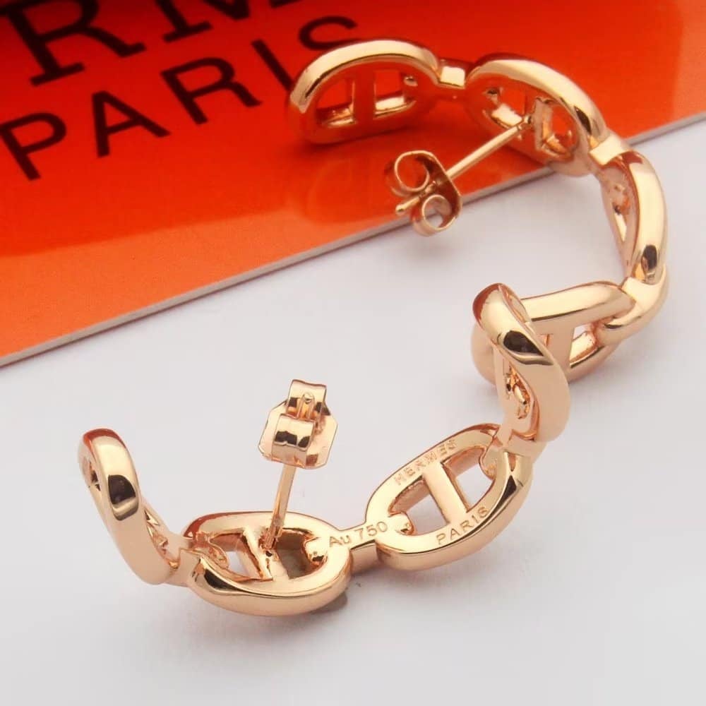 Hermes Chaine D’Ancre Enchainee Earring Rose Gold