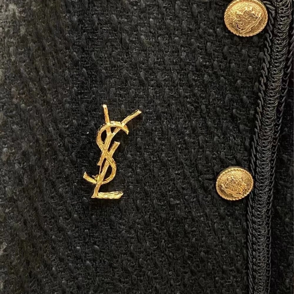 Saint Laurent YSL Brooch Gold