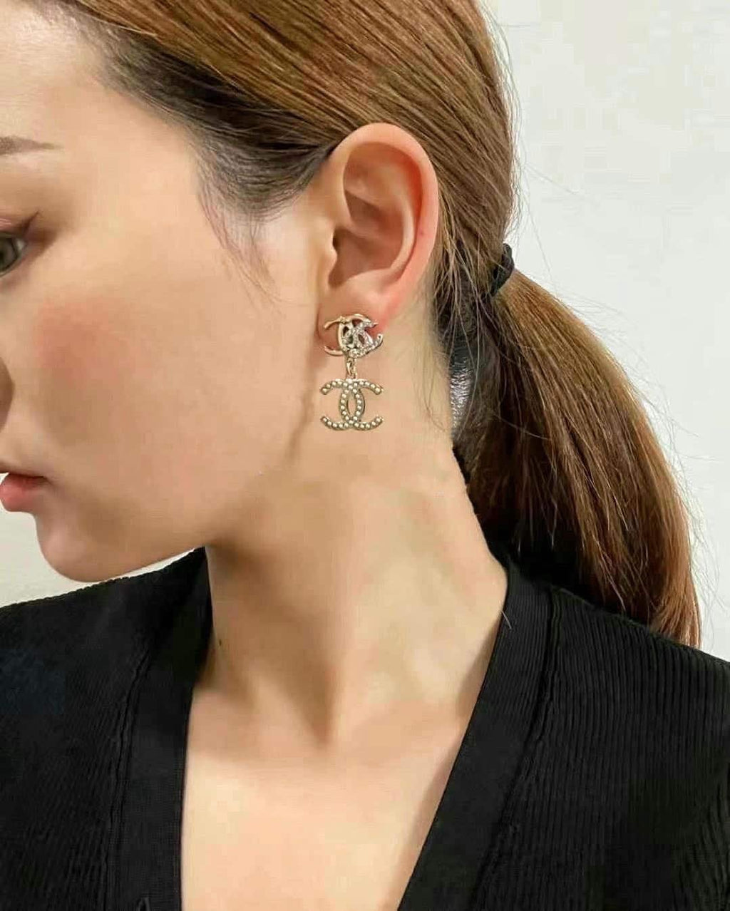 Chanel Cc Triple Earrings