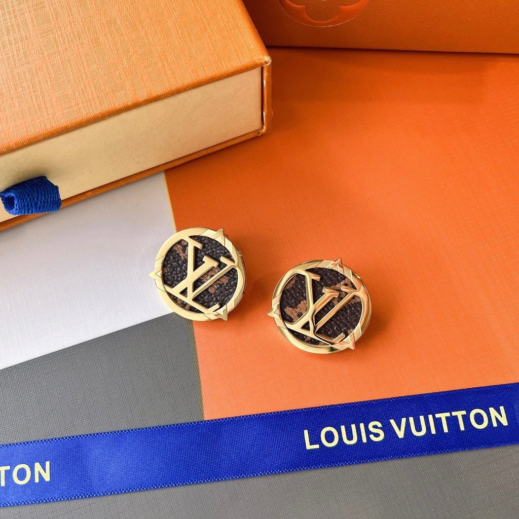 Louis Vuitton Compass Monogram Earrings Gold