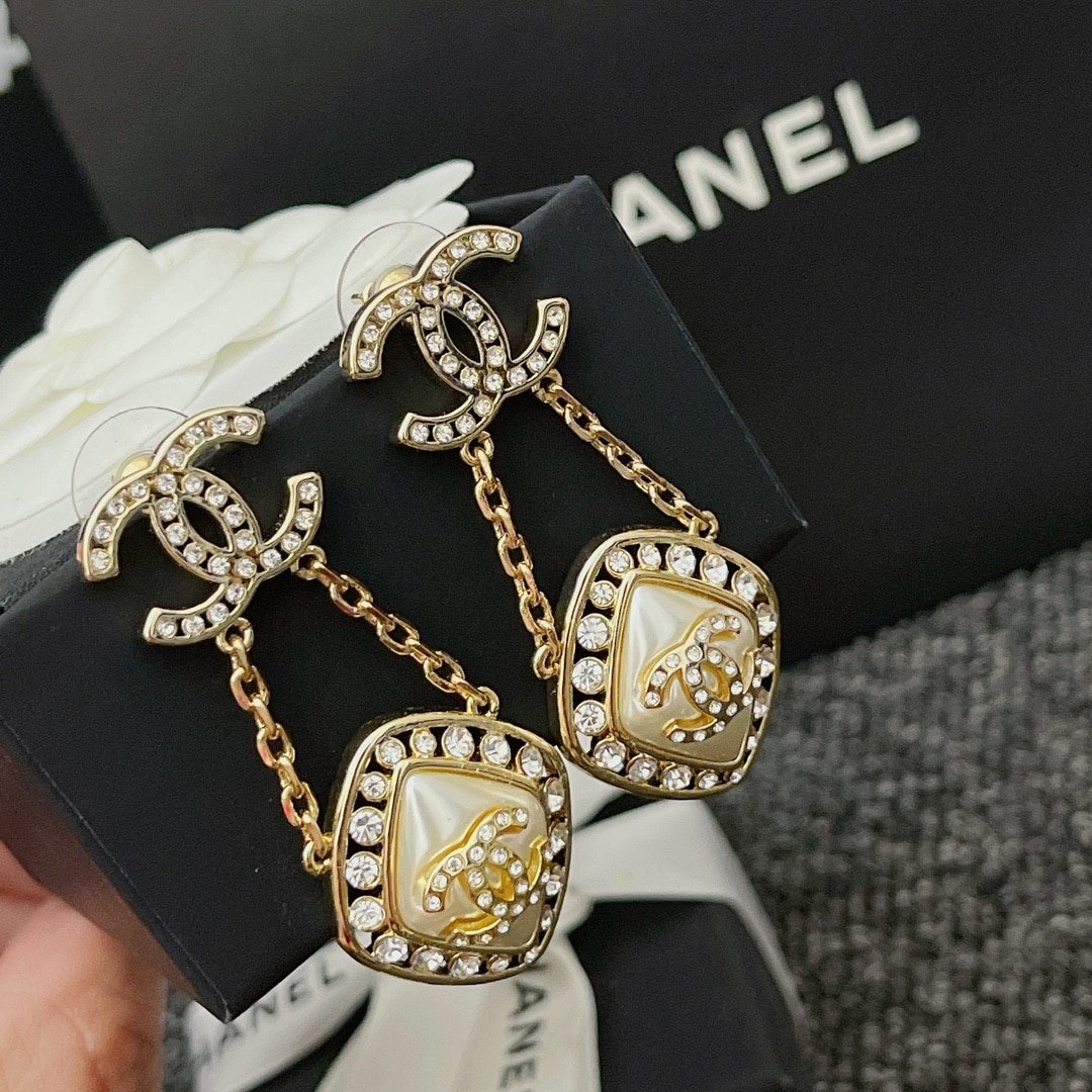 Chanel Cc Crystal Earrings