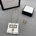Gucci Gg Crystal Key In Gold Necklace
