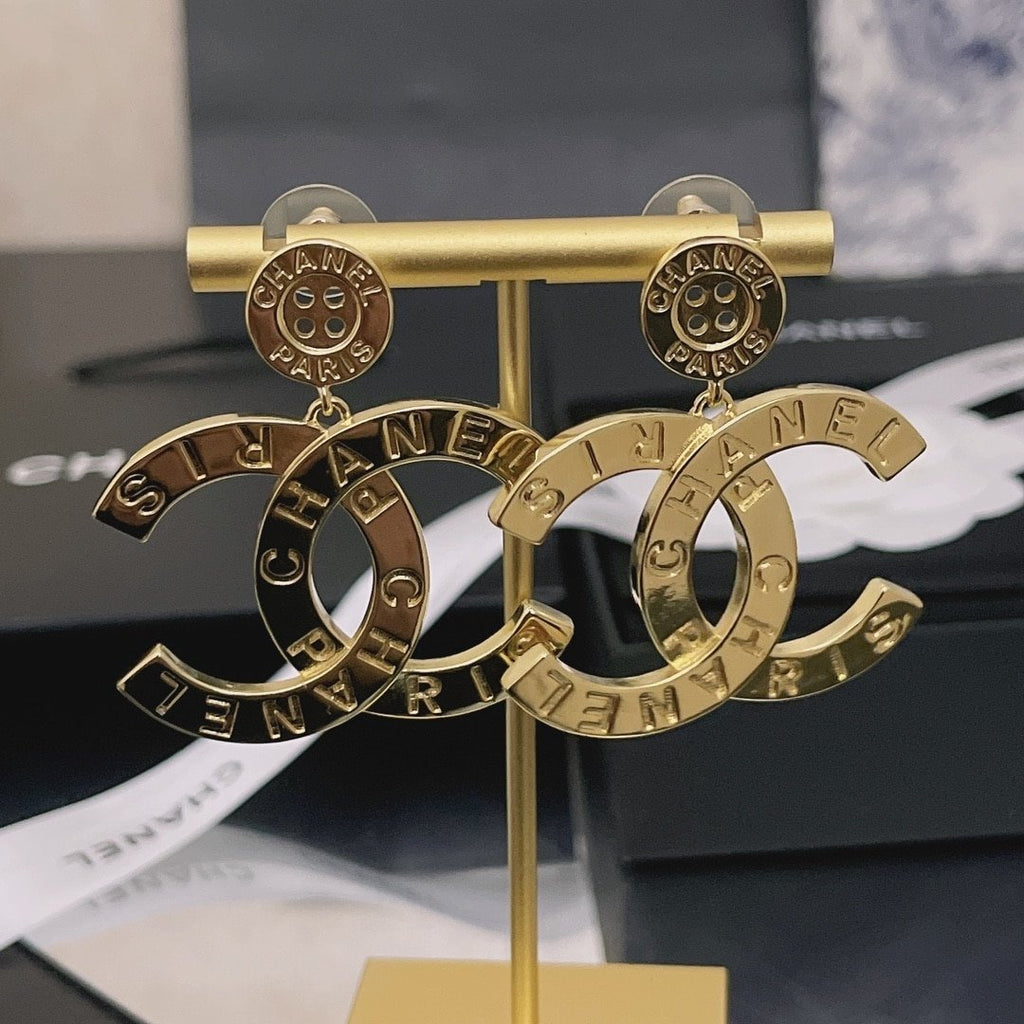 Chanel Paris Button Earrings